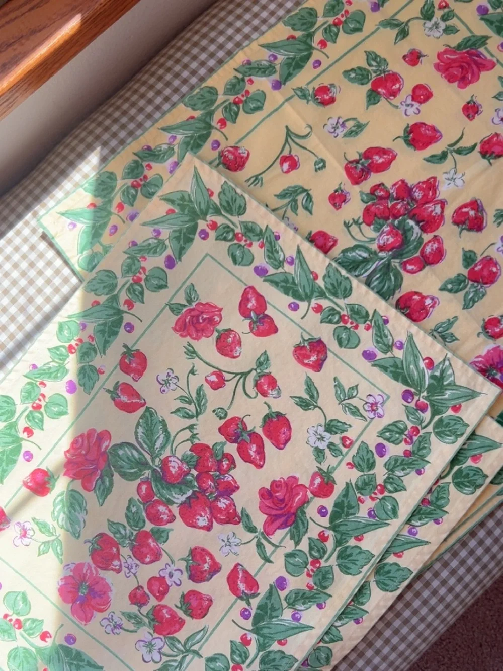 April Cornell Yellow Strawberry Napkin and Placemat Set